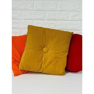MCM Throw Pillows Vintage Velvet Orange Yellow Red Mid Century Set of 3